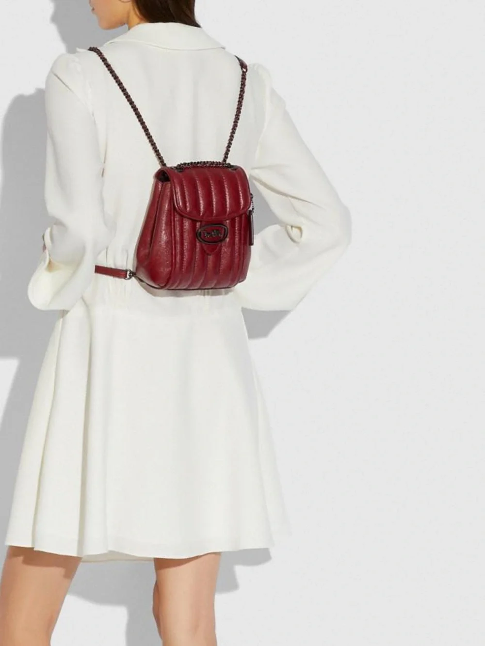 Coach Melody Mini Quilted Backpack Deep Red Pewter Convertible Shoulder Bag